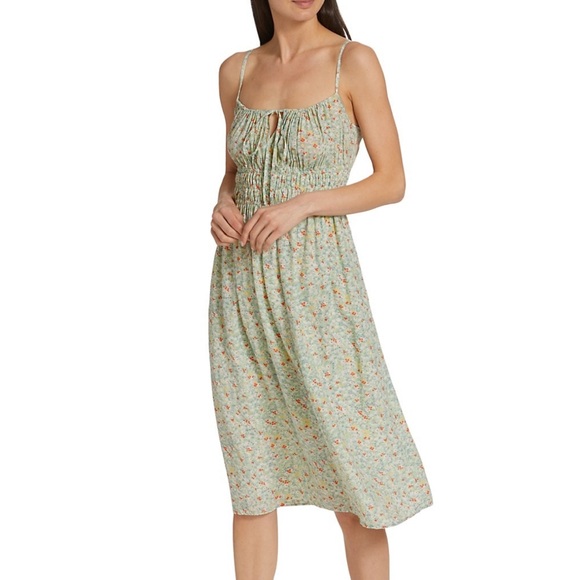 Rails Octavia Smocked Crepe Midi Dress XS - Picture 1 of 6